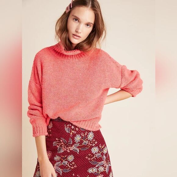 Anthropologie Wool Red Sweater S Preppy Countryside Chic Cozycore Cabincore - Picture 1 of 16